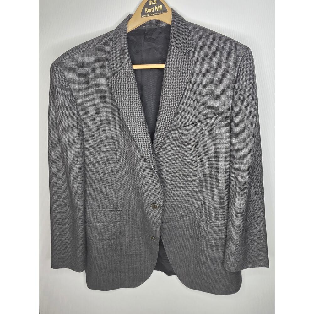 BOSS Hugo Boss Men's Gray Micro Houndstooth Textured Virgin Wool Blazer 46R